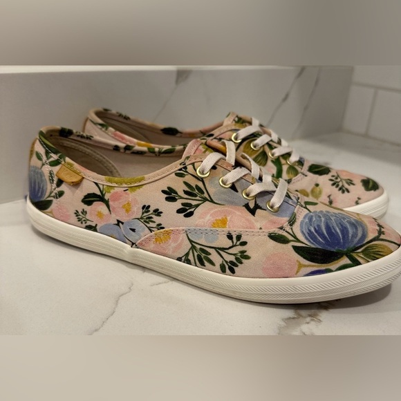 Keds X Rifle Paper Co Champion Garden Party Pink Floral Lace Up Sneakers 7.5 - Picture 4 of 15